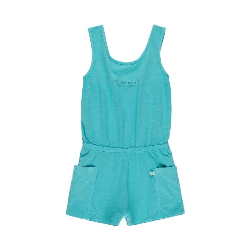 Blue Jumpsuit with Elastic Waistband and Lightweight Fabric